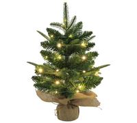 Joygoodta Table Top Christmas Tree, Pre-lit Mini Christmas Tree, 17.7in Artificial Tabletop with LED Lights & Burlap Base for Table Desk Home Decor