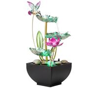 Joygoodta Tabletop Fountain 3-Tiers Leaf, Small Indoor Waterfall Fountains with Rocks Lotus Waterfall Fountain Zen Fountains for Home, Office, Bedroom Style 2