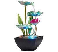 Joygoodta Tabletop Fountain 3-Tiers Leaf, Small Indoor Waterfall Fountains with Rocks Lotus Waterfall Fountain Zen Fountains for Home, Office, Bedroom Style 1