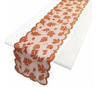 Joygoodta Thanksgiving Table Runner, 13x72 Inch Elegant Maple Leaf Lace Thanksgiving Table Decor Decorative Tablerunner for Kitchen, Dining Room, Holiday Party Fall Decor