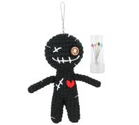 Joygoodta Voodoo Dolls, 5" Funny Crochet Voodoo Doll with Needles & Hanging Rope, Inspirational Positive Ornaments Gifts for Friend Coworkers, Halloween Decorations Creepy Doll
