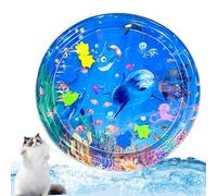 Joygoodta Water Sensory Play Mat, 26 Inch Round Water-Fillable ＆ Inflatable Cat Play Mat, Thicken PVC Sensory, Interactive Tummy Time for Cats Pets Baby