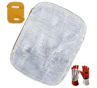 Joygoodta Welding Heat Shield High Temperature Welding Gloves Heat Shield, Split Cowhide Leather Aluminized Back Cutting Gloves Guard Pad for Welder Industrial Boiler Smelting Camping