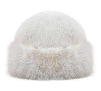 Joygoodta Winter Fluffy Bucket Hat, Women's Soft Plush Bucket Hat, Fuzzy Warm Fisherman Cap Fluffy Russian Hats for Women Outdoor, White