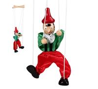 Joygoodta Wooden Marionette Puppet, Handcrafted Movable Limbs String Puppet, Interactive Toy for Imaginative Play, Storytelling & Finger Dexterity, Cloth Random Color