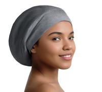 Joyhabit Silk Bonnet for Sleeping Women and Men, Breathable Cotton Outside & 100% Mulberry Silk Lining for Hair Protection, Dark Gray, One Size