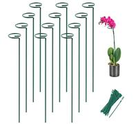 Joyhalo 12 Pack Plant Stakes, 16 Inch Plant Support Stakes, Plant Sticks Support with 24 Twist Ties, Flower Stakes for Plants Peony, Amaryllis, Marigold, Coreopsis, Tomato Seedling, Sapling Etc