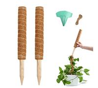 Joyhalo 26.4 Inch Moss Pole Monstera Plant Support, 2 Pcs 15.7 Inch Moss Pole for Plants Monstera, Plant Stakes for Indoor Plants with Jute Rope and Name Label