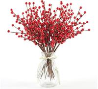 joyhalo 36 Pack Red Berry Stems - 12.6'' Holly Berry Stems, Red Berries Christmas Decor, Red Berry Picks for Christmas Tree Filler Branches, Artificial Cranberries Ornaments Crafts Holiday Home Decor