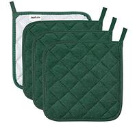 Joyhalo 4 Pack Pot Holders for Kitchen,Cotton Oven Holder with Great Heat Resistance,Non Slip Hot Pads for Kitchen Clearance,Dark Green