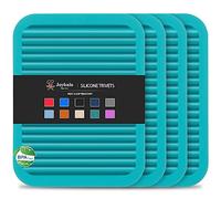 Joyhalo 4 Pack Silicone Trivets for Hot Pots and Pans,480℉ Heat Resistant Trivets for Hot Dishes,Hot Pads for Countertop,Kitchen Potholders,Dark Green