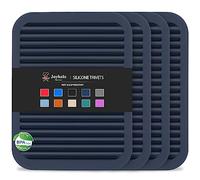 Joyhalo 4 Pack Silicone Trivets for Hot Pots and Pans,480℉ Heat Resistant Trivets for Hot Dishes,Hot Pads for Countertop,Kitchen Potholders,Navy