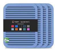 Joyhalo 4 Pack Silicone Trivets for Hot Pots and Pans,480℉ Heat Resistant Trivets for Hot Dishes,Hot Pads for Countertop,Kitchen Potholders,Blue