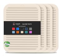 Joyhalo 4 Pack Silicone Trivets for Hot Pots and Pans,480℉ Heat Resistant Trivets for Hot Dishes,Hot Pads for Countertop,Kitchen Potholders,Khaki