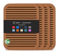 Joyhalo 4 Pack Silicone Trivets for Hot Pots and Pans,480℉ Heat Resistant Trivets for hot Dishes,Hot Pads for Countertop,Kitchen Potholders,Brown