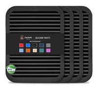 Joyhalo 4 Pack Trivets - Silicone Hot Pads for Kitchen, 9'' x 12'', Heat Resistant to 480F, Black