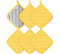 Joyhalo 6 Pack Yellow Pot Holders - Cotton, Polyester - Heat Resistant Up to 400°F - Thicker Hot Pads for Kitchen, Oven, Stove - Durable Grip - Great Gift Choice