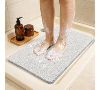 Joyhalo Shower Mat Bathtub Mat Non Slip, Bathmats Non Slip, Quick Drying Foot Scrubber Loofah Mats for Shower, Tub, Bathroom, Home, 31.5x16inch, White