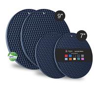 Joyhalo Trivets for Hot Dishes - Hot Pads for Kitchen, Silicone Pot Holders for Hot Pots and Pans, Silicone Mats for Kitchen Countertops, Table, Flexible Easy to Wash and Dry, Navy