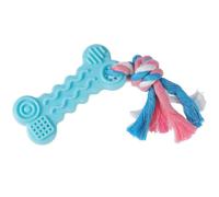 JOYHAPPST Bone Shape Design Rubber Ball And Rope Dog Chew Toy Bite-Resistance Strong Tooth Cleaning Molar Toy for Pets (Random Color)