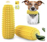 JOYHAPPST (Yellow) Dog Talking Toothbrush Chew Toy for Aggressive Chewer Breed,Squeaky Rubber Corn Molar Stick Teeth Cleaning Dog Chew Toys, for Large Medium Dog