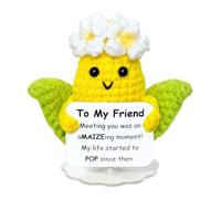 JoyHaus Positive Corn Emotional Support Plush - Handmade Crochet Stress Relief Gift for Women, Men, Friends - Perfect Christmas, Birthday, Fall Thanksgiving Decor & Daily Encouragement (To My Friend)