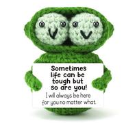 JoyHaus Positive Cute Peas Emotional Support Plush - Handmade Crochet Stress Relief Gift for Women, Men, Coworkers & Friends, Birthday, Fall Thanksgiving Decor & Daily Encouragement (Life)