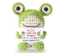 JoyHaus Positive Frog Emotional Support Plush - Handmade Crochet Stress Relief Gift for Women, Men, Coworkers & Friends, Birthday, Fall Thanksgiving Decor & Daily Encouragement (I LOVE YOU)