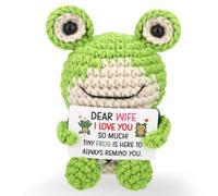 JoyHaus Positive Frog Emotional Support Plush - Handmade Crochet Stress Relief Gift for Women, Men, Coworkers & Friends, Birthday, Fall Thanksgiving Decor & Daily Encouragement (WIFE)