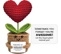 JoyHaus Positive Love Flower Emotional Support Plush - Handmade Crochet Stress Relief Gift for Women, Men, Coworkers & Friends, Birthday, Fall Thanksgiving Decor & Daily Encouragement (red3)