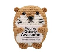 JoyHaus Positive Otter Emotional Support Plush - Handmade Crochet Stress Relief Gift for Women, Men, Coworkers & Friends, Birthday, Fall Thanksgiving Decor & Daily Encouragement