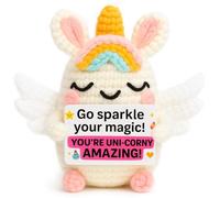 JoyHaus Positive Unicorn Emotional Support Plush - Handmade Crochet Stress Relief Gift for Women, Men, Coworkers & Friends, Birthday, Fall Thanksgiving Decor & Daily Encouragement