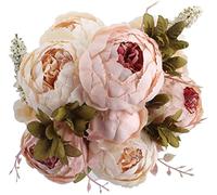 JOYHAZE 1 Pack Artificial Peony Bouquet, 19'' Silk Big Peonies Faux Flowers with Buds for Wedding Home Party Office Decor, Table Centerpieces, DIY Floral Arrangements, Light Pink