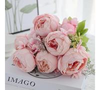 JOYHAZE 1 Pack Artificial Peony Bouquet, 19'' Silk Big Peonies Faux Flowers with Buds for Wedding Home Party Office Decor, Table Centerpieces, DIY Floral Arrangements, Spring Rose Pink