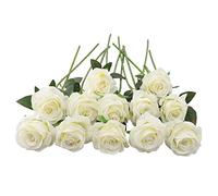 JOYHAZE 12 Pcs Artificial Roses, 19.7'' Single Long Stem Silk Flowers Blooming Roses for Wedding Home Party Office Decor, Table Centerpieces, DIY Floral Arrangements, Off-white