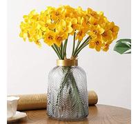 JOYHAZE 2 Bundles Artificial Daffodils, 12PCS Silk Narcissus Long Stem Narcissus Flowers Bouquets for Home Party Office Garden Wedding Decor, DIY Flower Arrangements, Table Centerpieces, Yellow