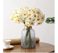 JOYHAZE 2 Bundles Artificial Daffodils, 12PCS Silk Narcissus Long Stem Narcissus Flowers Bouquets for Home Party Office Garden Wedding Decor, DIY Flower Arrangements, Table Centerpieces, White