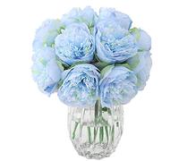 JOYHAZE 8 Pcs Artificial Peonies, Silk Single Stem Peony Fake Flowers for Wedding Home Office Party Window Decor, Table Centerpieces, DIY Floral Arrangements (Blue)