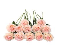 JOYHAZE Artificial Roses, 12 Pcs, 50cm Long Stem, Light Pink - for Wedding, Home Party Decor, DIY Floral Arrangements