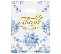 Joyhey 100 Count 9.7" x 13.7" Plastic Merchandise Bags, Shopping Retail Boutique Bags with Die Cut Handles - Thank You-5
