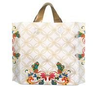 Joyhey 50 Count 9.8" x 11.8" Plastic Merchandise Bags, Shopping Retail Bags with Handles - Gold Flower (More Patterns Available)