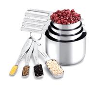 Joyhill Measuring Cups and Spoons Set of 8 Piece, Metal Stainless Steel Measuring Cups and Spoons Set for Baking Cooking, Dry and Liquid Ingredients