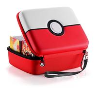 JoyHood Trading Card Storage Box fits PM TCG Cards - Large Size for 800+ Game Cards Carry Case Holder Bag with Velcro Divider & Separators - Red & White