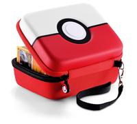 JoyHood Trading Card Storage Box for PTCG Cards, Hard Shell Game Cards Carry Case Holder Bag, Holds up to 400+ Cards (Red & White)