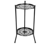JOYHUT 2 Tier Metal Plant Stands for Flower Pot, Suitable for outdoor and indoor plants, Tall circular flower pot rack , suitable for gardens, courtyards, balconies, living rooms, 50*30CM (BLACK)