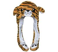 JOYHY Kids Adults Plush Ear Moving Ear Flap Hat with Paw Brown Tiger