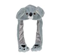 JOYHY Kids Adults Plush Ear Moving Ear Flap Hat with Paw Grey Koala