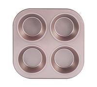 JOYIAL 4 Cup Muffin Pan Baking Tray,Non-Stick Cupcake Tin Mold,Carbon Steel Cake Mould For Home Cafe Bar and Restaurant(Silver Gold,size:1pcs)