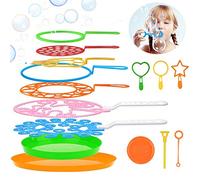 Joyibay Bubble Wands Set, 15 Pcs Big Bubbles Wand Kit Kids Bubble Wand Set Creative Bubble Making Wand Bubble Wand Assortment Bubble Maker Toy for Outdoor Activity & Birthday Party & Games
