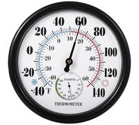 Joyibay Indoor Outdoor Thermometers Hygrometer,10 Inch Outdoor Barometer for Patio, No Battery Large Outside Thermometer, Large Numbers Thermometers, Wall Hygrometer